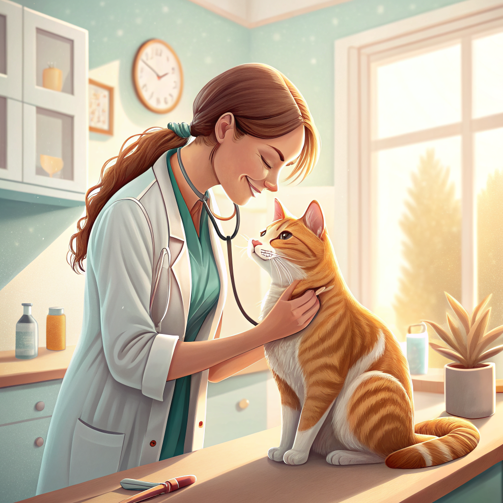 고양이 하부 비뇨기 질환 진단을 위해 동물병원을 방문한 고양이와 집사