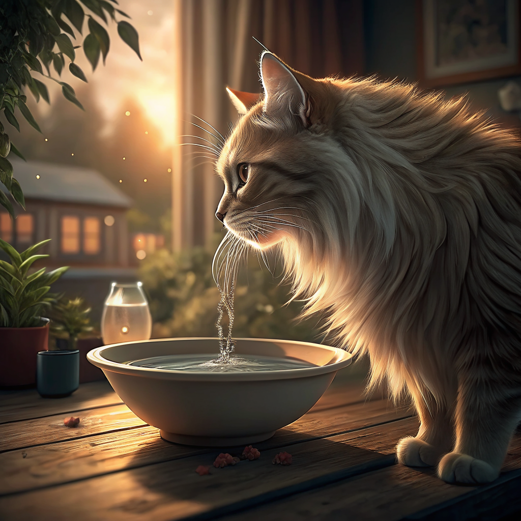 고양이 물 마시기 - 수분 섭취로 방광염 예방