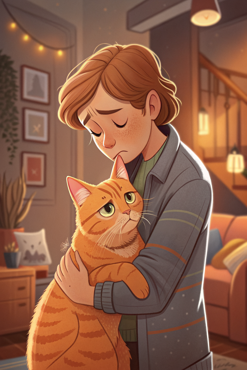 고양이 구토 원인과 대처법 걱정하는 보호자와 고양이