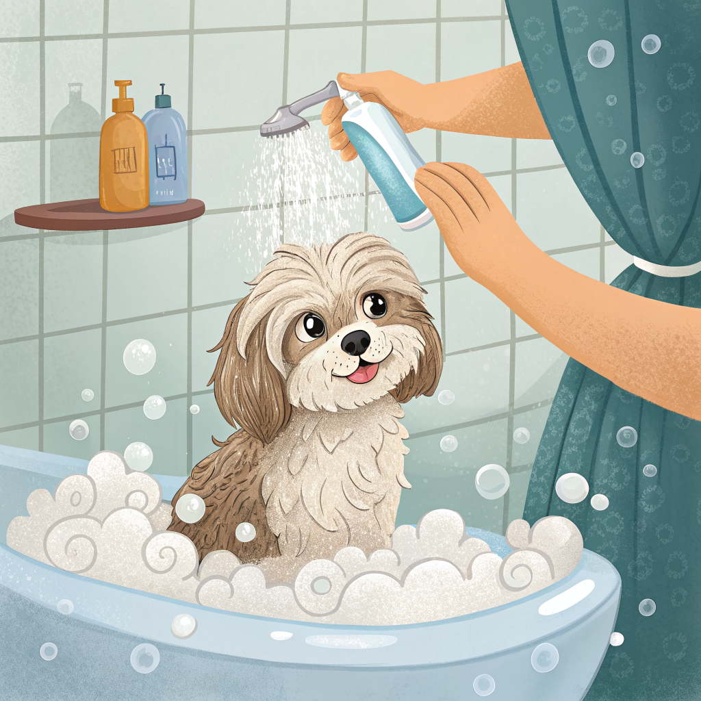 약용 샴푸로 목욕하는 강아지 피부 관리