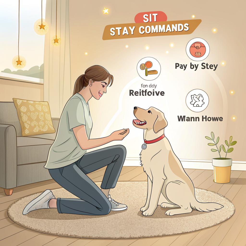 강아지 기초 훈련 단계별 - 앉아 엎드려 기다려 자세를 가르치는 훈련 장면