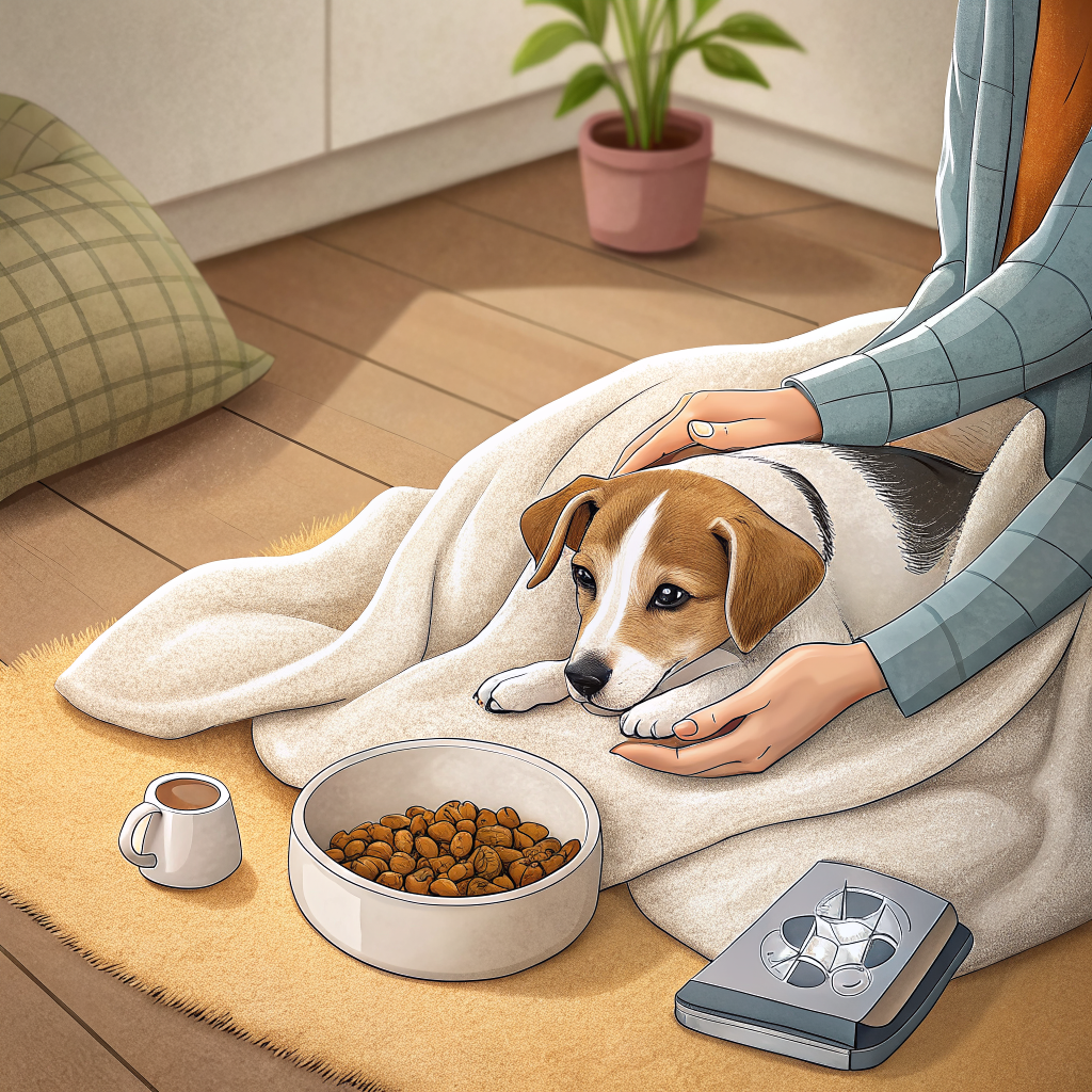 강아지 구토 설사 가정 간호 물 공급